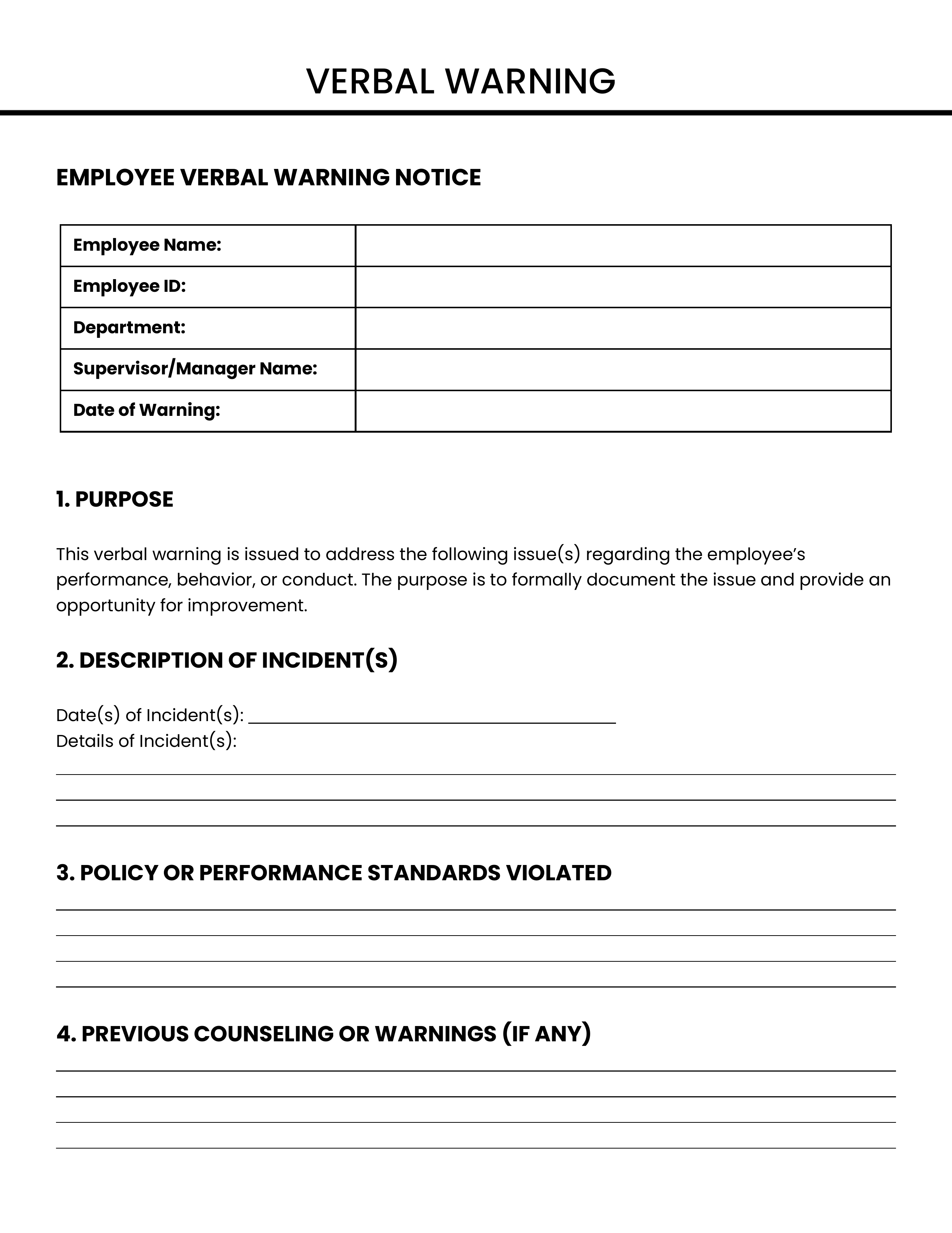 Verbal Warning